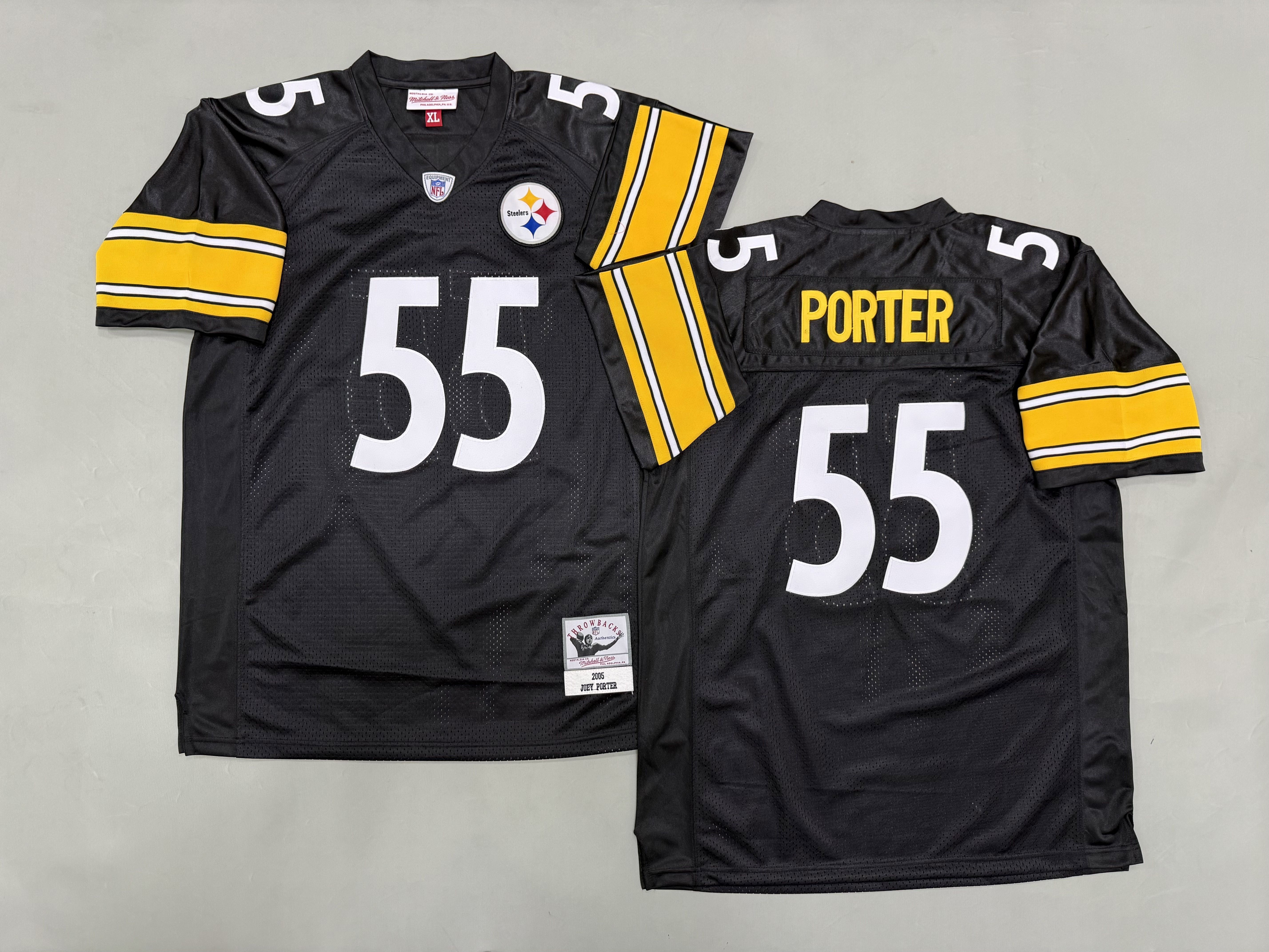 Men 2026 Pittsburgh Steelers #55 Porter Black Throwback Limited NFL Jersey style 01